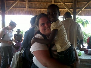 Lorna working with the children on the island