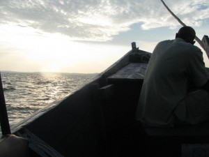 On the boat going over Lake Victoria to the Island.